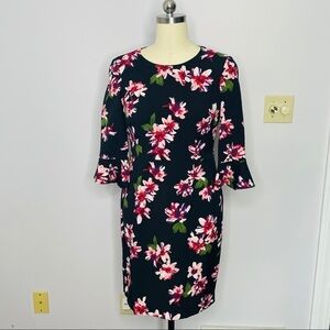 Nine West Bell Sleeve Floral Sheath Dress- Size 6